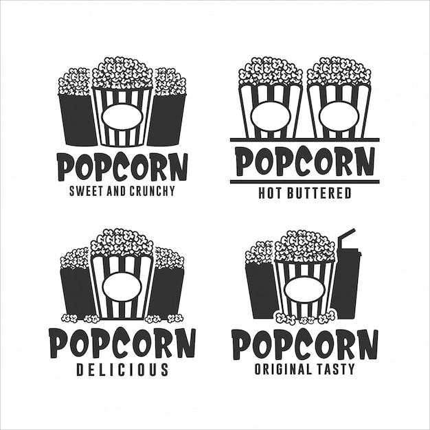 Collection de logos pop-corn sucrés et croquants
