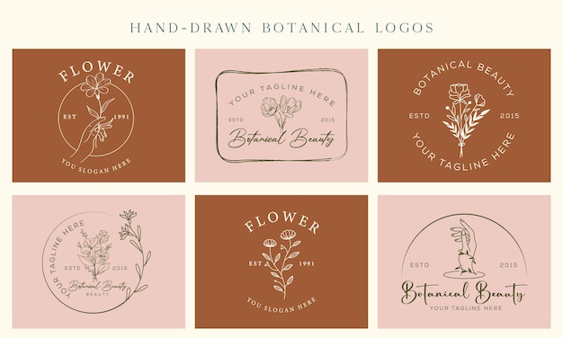 Vecteur une collection de logos pour un fleuriste.