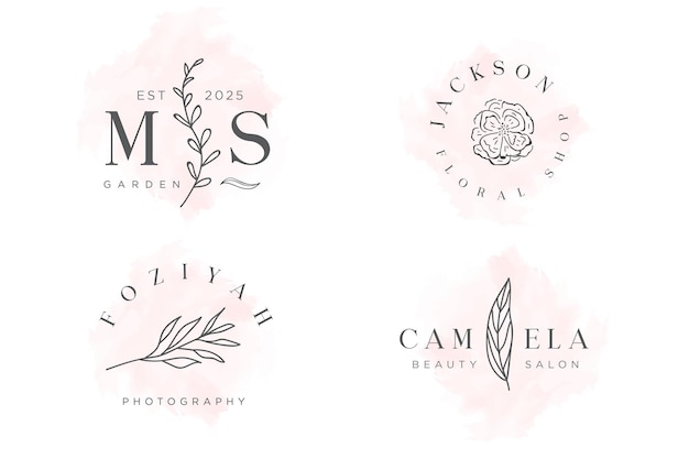 Vecteur collection de logos préfabriqués dessinés à la main. spa et salon de beauté, boutique, magasin bio, mariage, floral