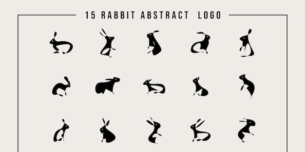 Collection De Logos Silhouette Lapin Abstrait Logo Dessinés à La Main