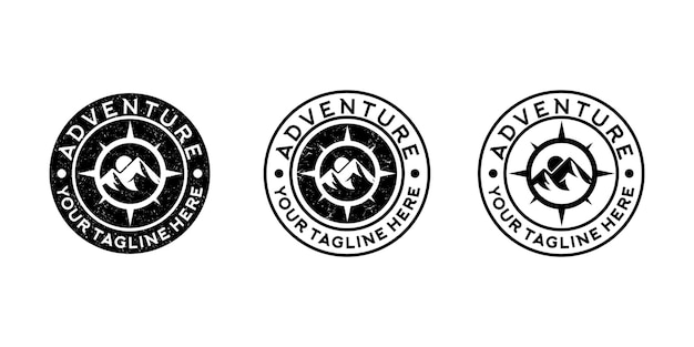 Collection De Logos Vintage D'aventure En Montagne Et Logo De Boussole