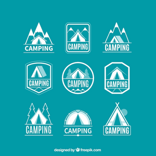 Vecteur collection logotype du camping linéaire