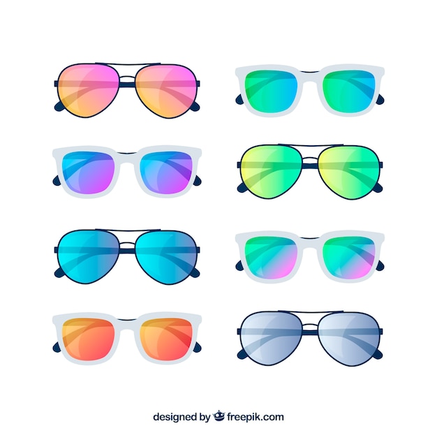 Collection De Lunettes De Soleil Moderne Dans Un Style Plat