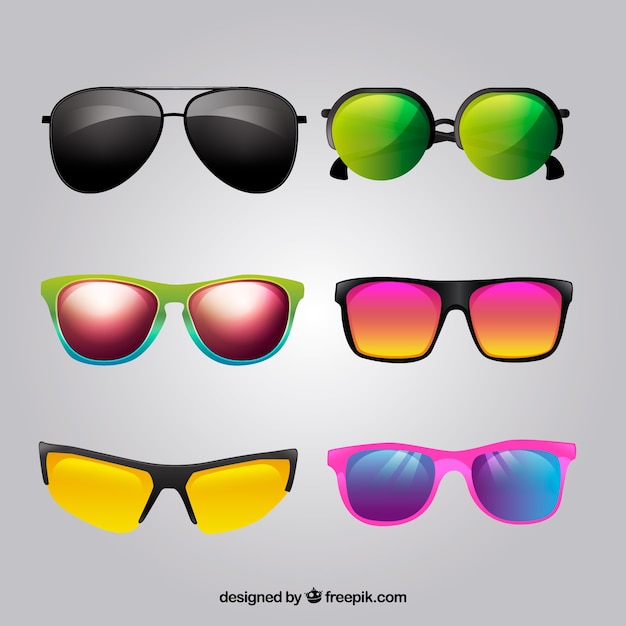 Vecteur collection de lunettes de soleil réaliste