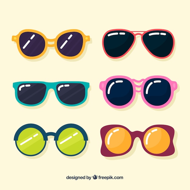 Collection De Lunettes De Soleil Saisonnier En Syle Plat