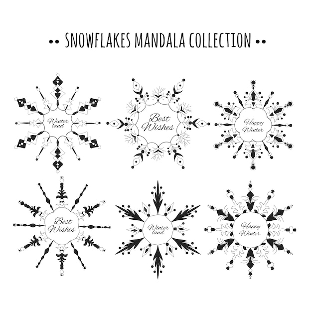 Collection De Mandala De Flocons De Neige