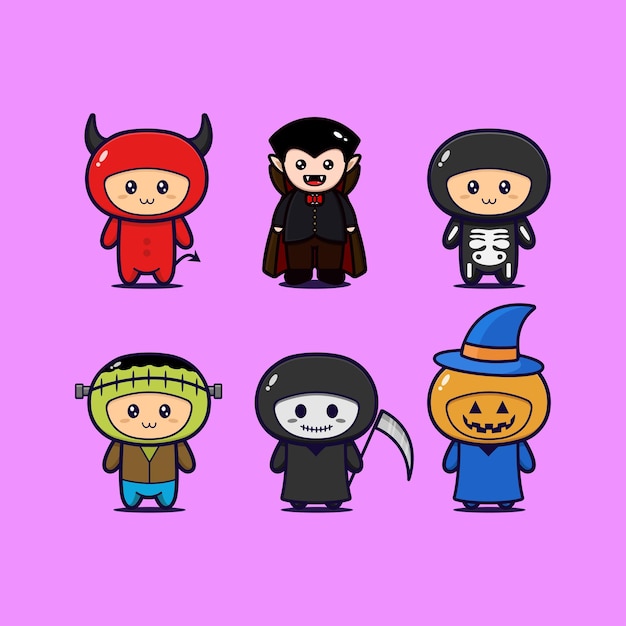 Collection de mascottes d'Halloween avec divers personnages