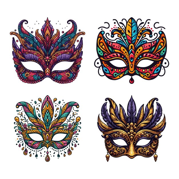 La Collection De Masques De Mardi Gras Du Carnaval De Vector