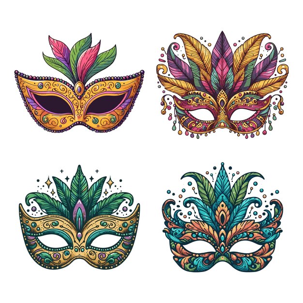 Vecteur la collection de masques de mardi gras du carnaval de vector