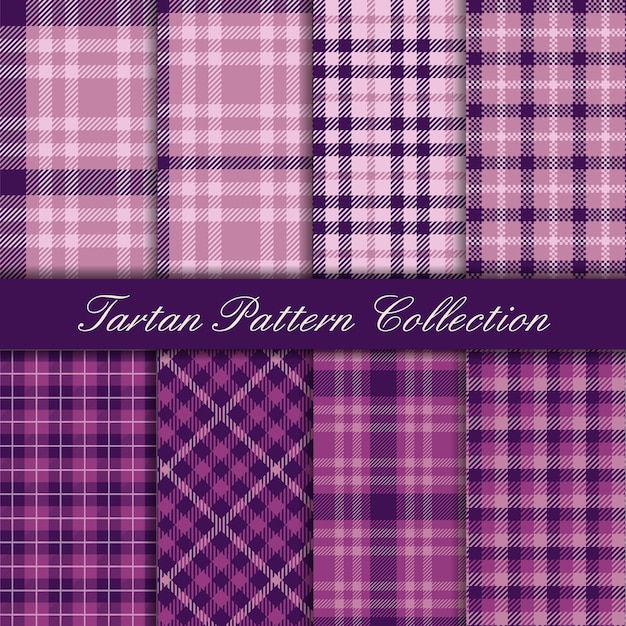 Collection Mauve Et Violette élégante De Modèles Sans Couture Tartan