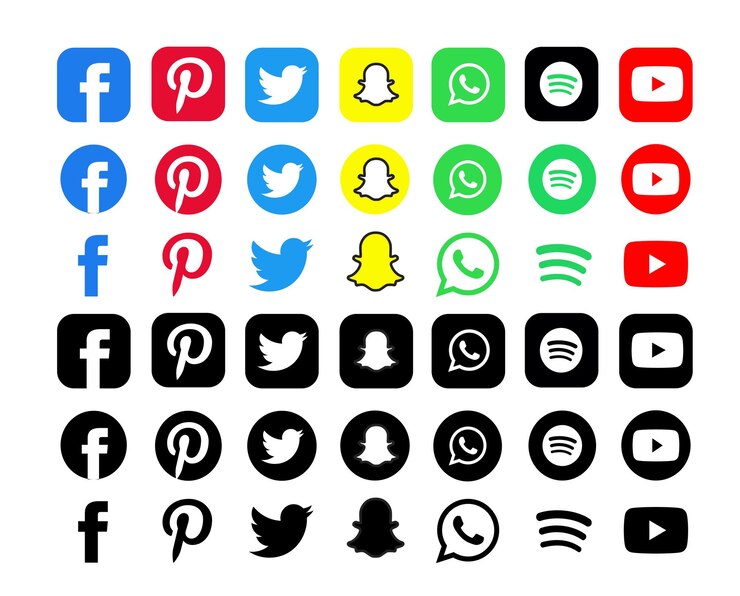 Vecteur une collection de médias sociaux, y compris facebook, pinterest et d'autres