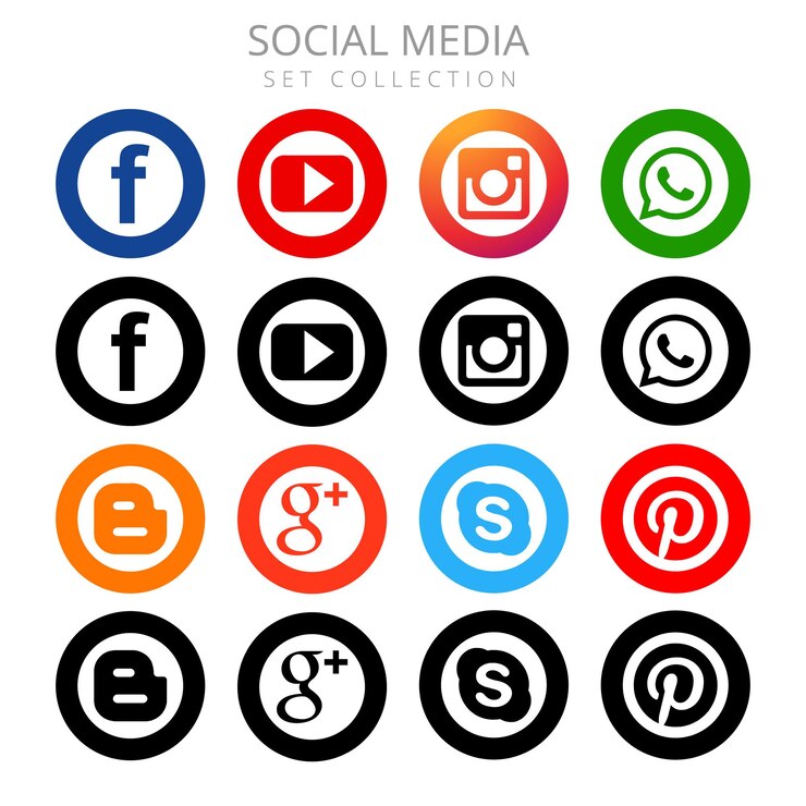 Vecteur une collection de médias sociaux, y compris les médias sociaux facebook et les médias sociaux