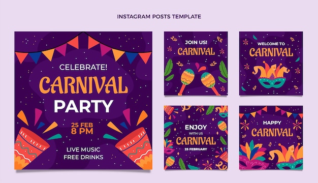 Collection De Messages Instagram De Carnaval Plat