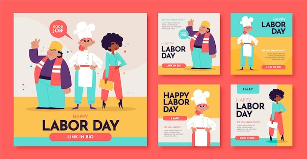 Collection de messages instagram plats pour la fête du travail