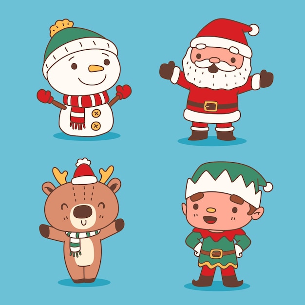 Une collection de mignons personnages de Noël