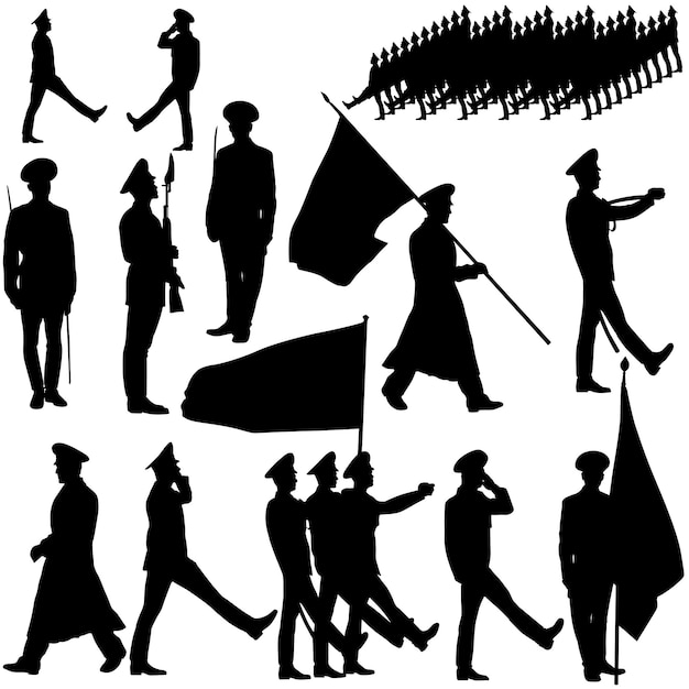 Collection De Militaires Silhouette Illustration Vectorielle