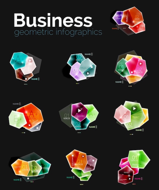 Collection de mises en page géométriques d'infographie d'entreprise