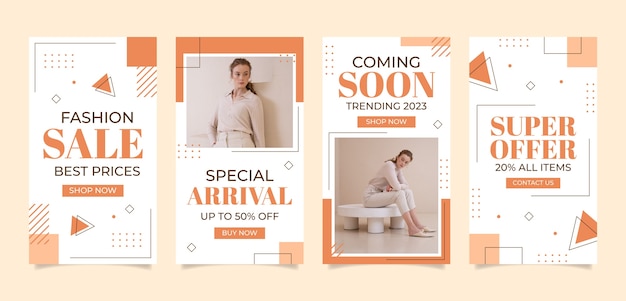 Collection de mode et collection d'histoires instagram de style