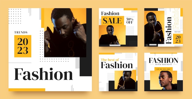 Vecteur collection de mode et collection de publications instagram de style