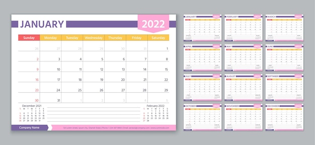 collection de modèle de calendrier