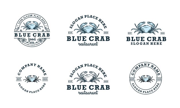 Collection De Modèle De Conception De Logo De Crabe Classique