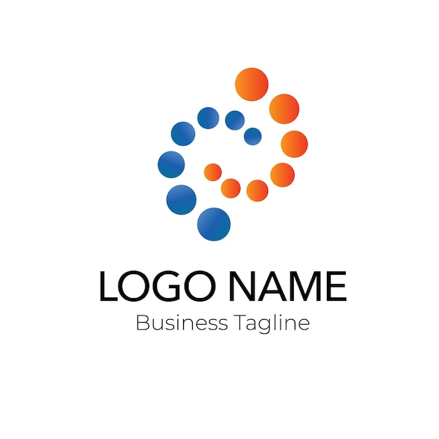 collection de modèles d'affaires de conception de logo à point bleu orange