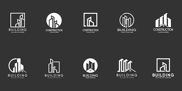 Collection De Modèles De Conception De Logo D'appartement Avec Un Concept Moderne Et Créatif Vecteur Premium
