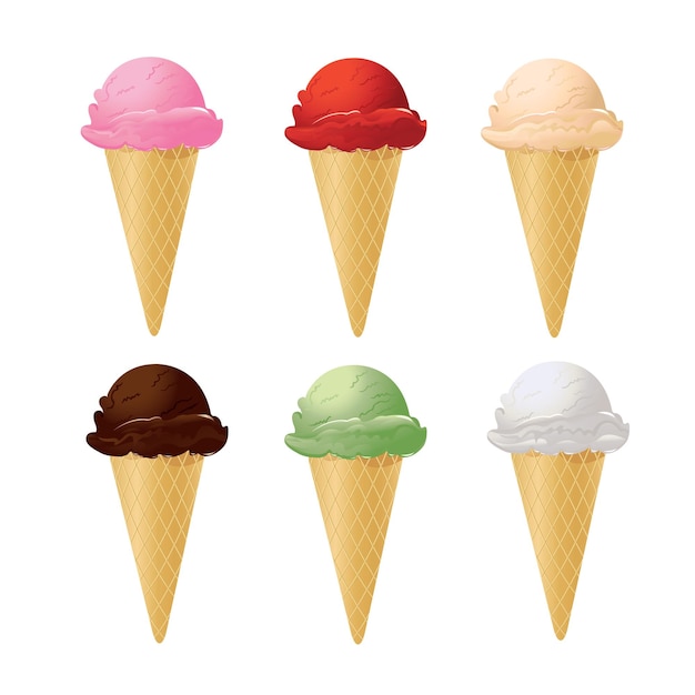 collection de modèles de conception vectorielle d'illustration de crème glacée