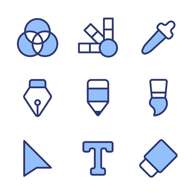 collection de modèles d'icônes de symboles dans les applications d'illustration