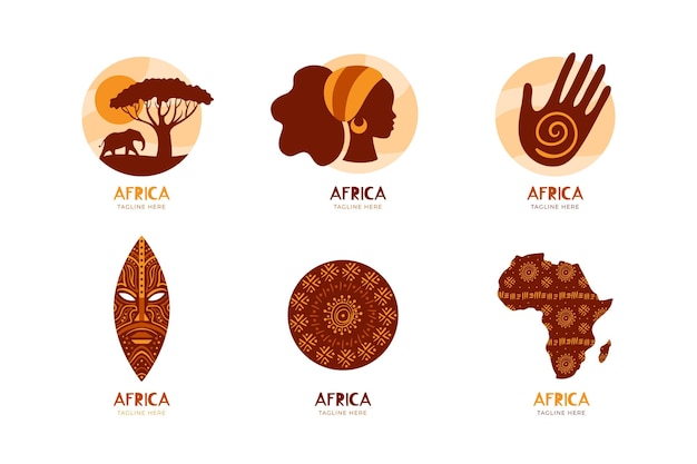 Vecteur collection de modèles de logo afrique