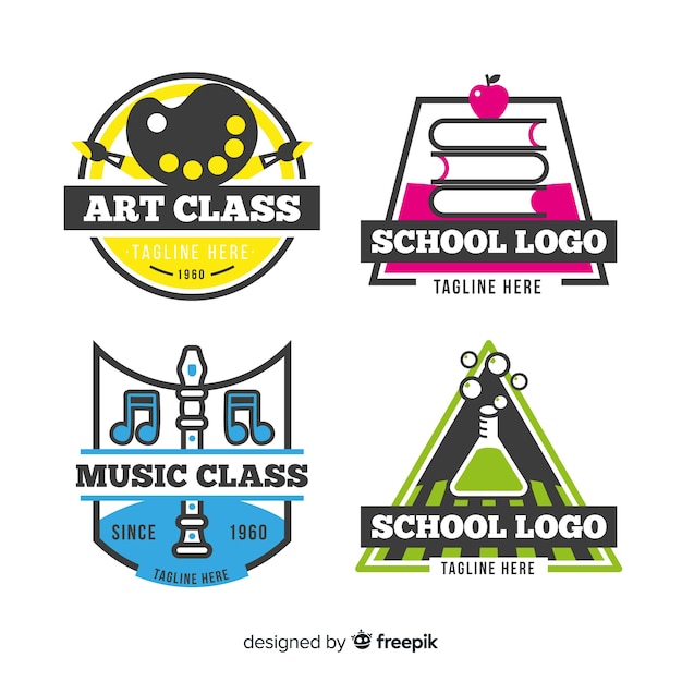 Vecteur collection de modèles de logo école plate