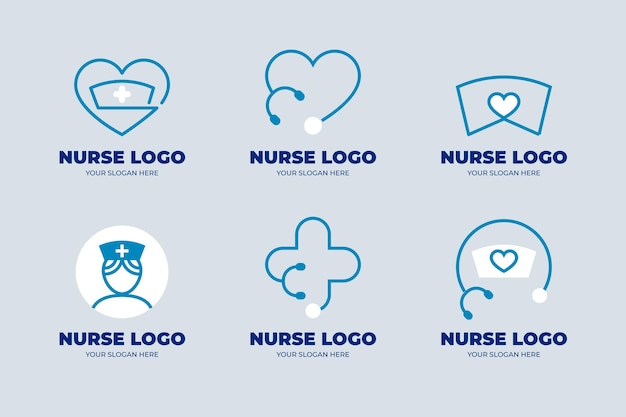 Collection de modèles de logo d'infirmière design plat