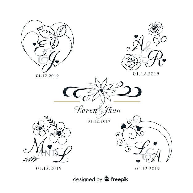 Collection De Modèles De Logo Monogramme De Mariage