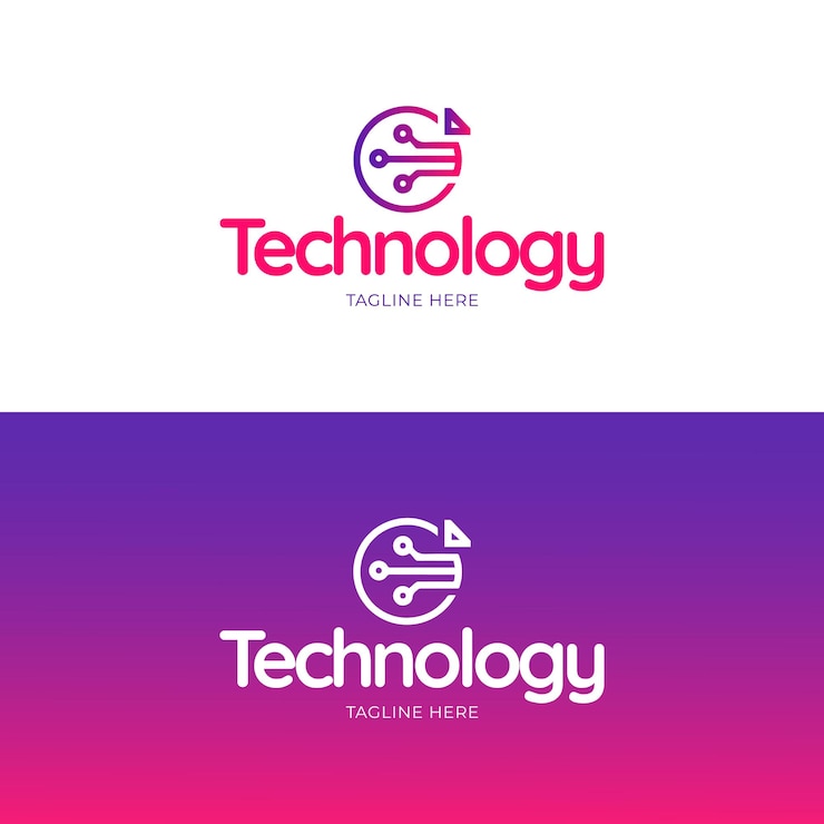Vecteur collection de modèles de logo de technologie en gradient