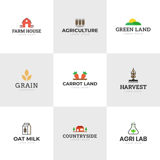 Collection De Modèles De Logos Agricoles