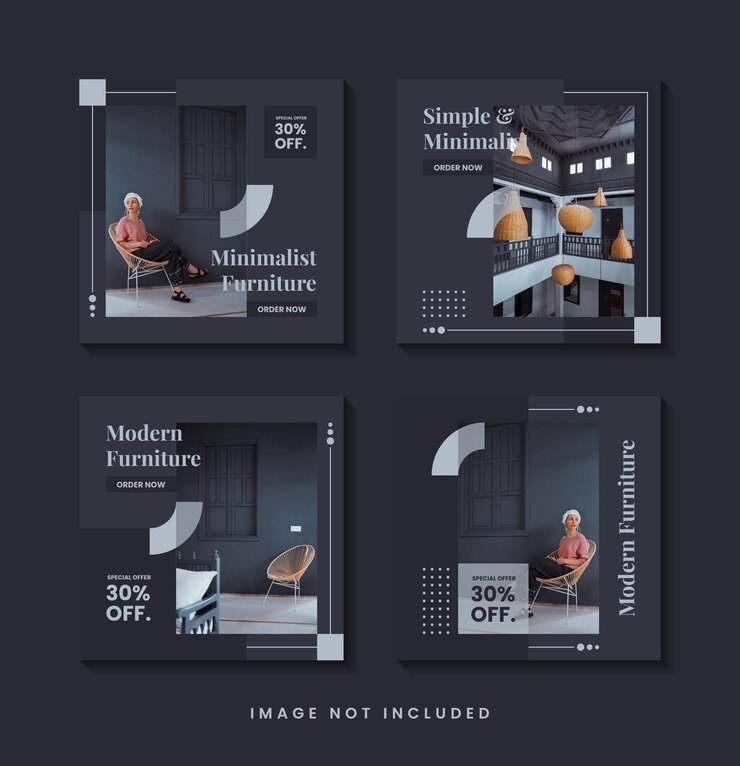 Collection de modèles de publication de médias sociaux minimalistes de meubles