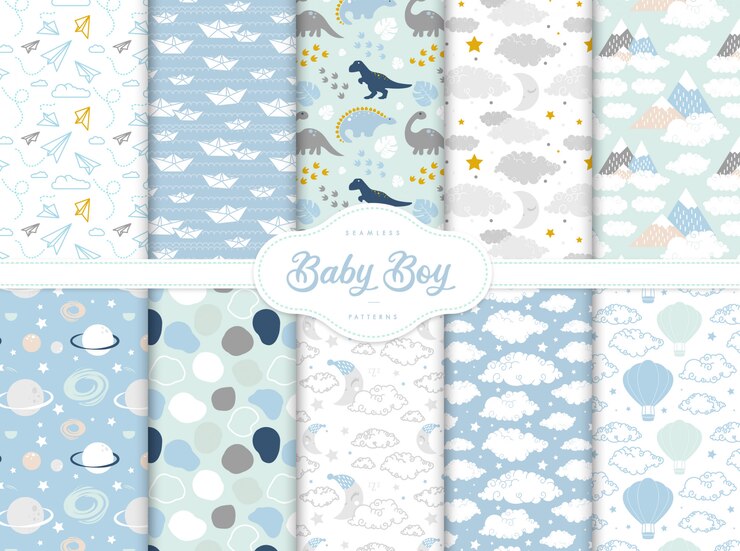 Collection de modèles sans soudure mignons pour petite pépinière de bébé garçon