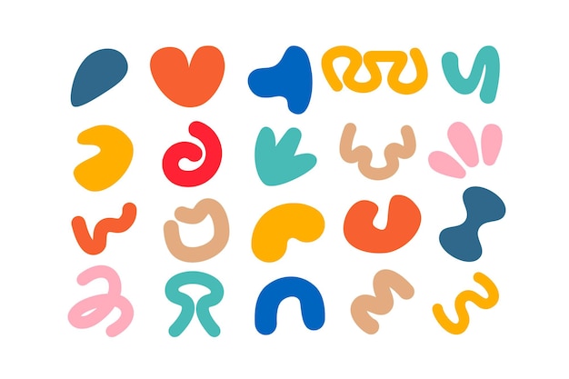 Collection modifiable de formes vectorielles abstraites dans un style plat prête à être utilisée comme kit de conception graphique DIY