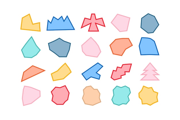 Collection modifiable de formes vectorielles abstraites dans un style rempli prête à être utilisée comme kit de conception graphique DIY