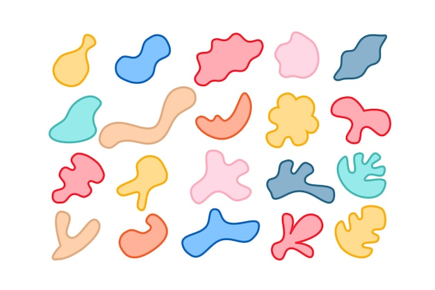 Collection modifiable de formes vectorielles abstraites dans un style rempli prête à être utilisée comme kit de conception graphique DIY