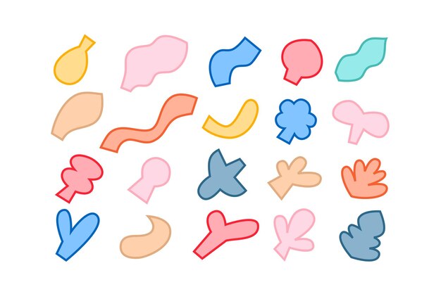 Collection modifiable de formes vectorielles abstraites dans un style rempli prête à être utilisée comme kit de conception graphique DIY
