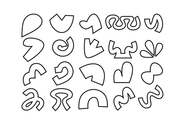 Collection modifiable de formes vectorielles abstraites en style linéaire prêtes à être utilisées comme kit de conception graphique DIY