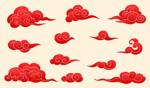 Une collection de moire chinois rouge sur un fond jaune clair