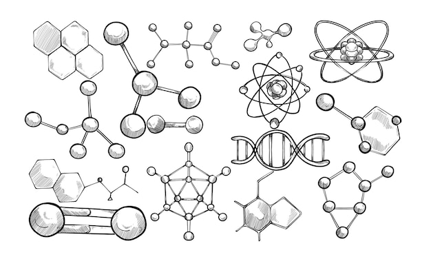 Vecteur collection de molécules dessinée à la main