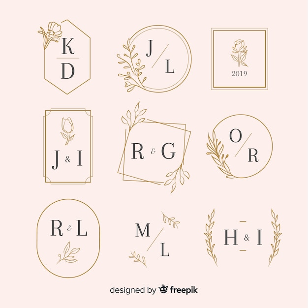 Vecteur collection de monogram de mariage ornemental