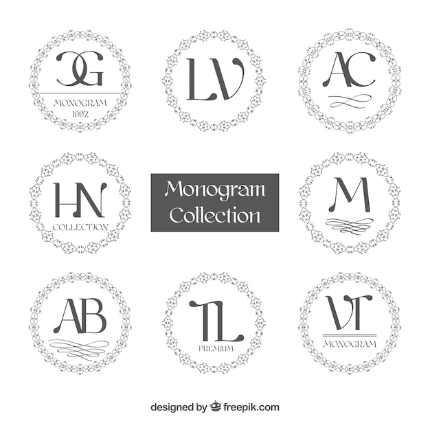 Vecteur collection de monogrammes circulaires
