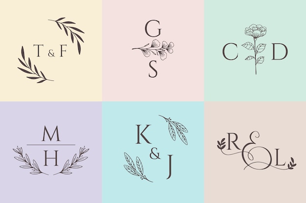 Collection De Monogrammes De Mariage Aux Couleurs Pastel