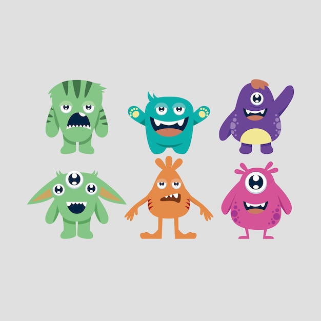 Collection de monstre de dessin animé mignon