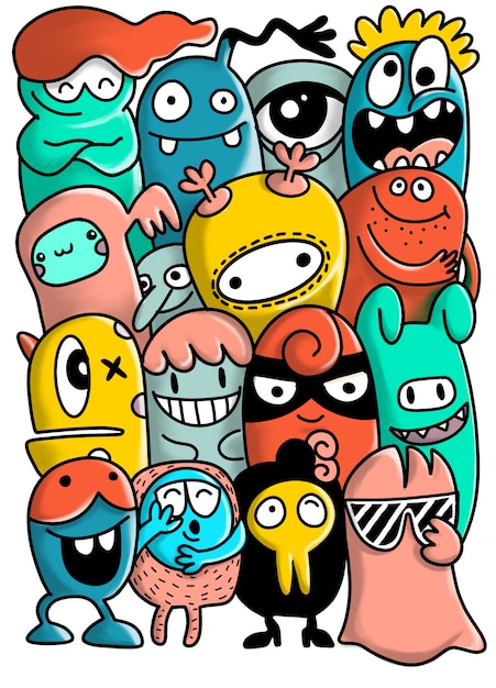 Collection de monstres de dessins animés.
