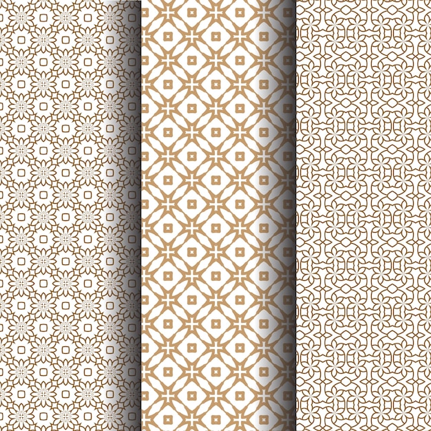 Collection de motifs arabes linéaires design plat